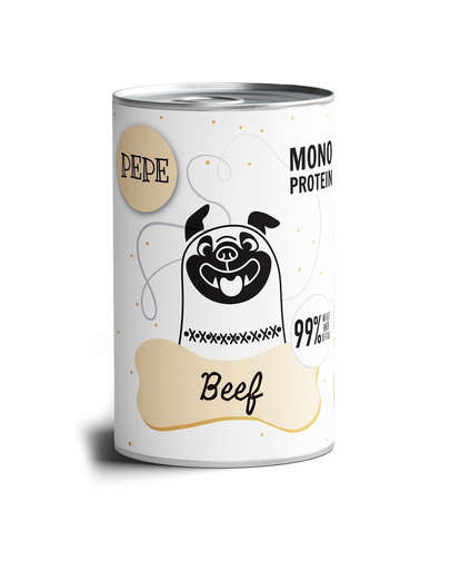 PAKA ZWIERZAKA PEPE Beef 99% Hrana umeda pentru caini, cu vita 400 g