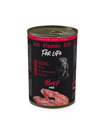 FITMIN For Life Dog pate monoproteic pentru caini, cu vita 400 g
