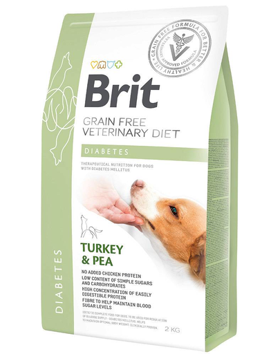 BRIT Veterinary Diets Dog Diabetes Dieta veterinara pentru caini adulti cu diabet, cu mazare si curcan 2 kg