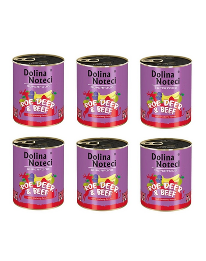 DOLINA NOTECI Premium SuperFood hrana umeda caini adulti, caprioara si carne de vita 800 g x 6 buc.