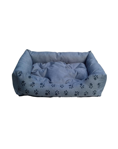 FERA Pat pentru caini cu perna detasabila, model labe albastru inchis 64 x 48 cm