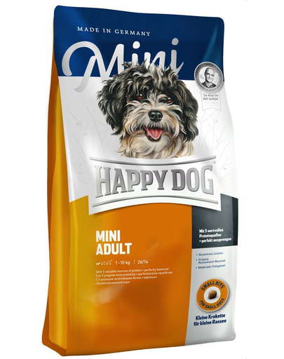 HAPPY DOG Fit & Well Adult mini hrana uscata caini adulti talie mica, cu pasare 8 kg