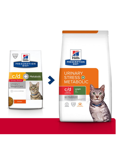 HILL'S Prescription Diet C/D Urinary Stress+Metabolic hrana dietetica pentru pisici cu afectiuni ale tractului urinar cauzate de obezitate 3 kg