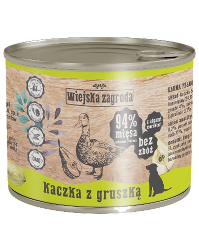 WIEJSKA ZAGRODA hrană umedă fără cereale, rață și pere 200 gr