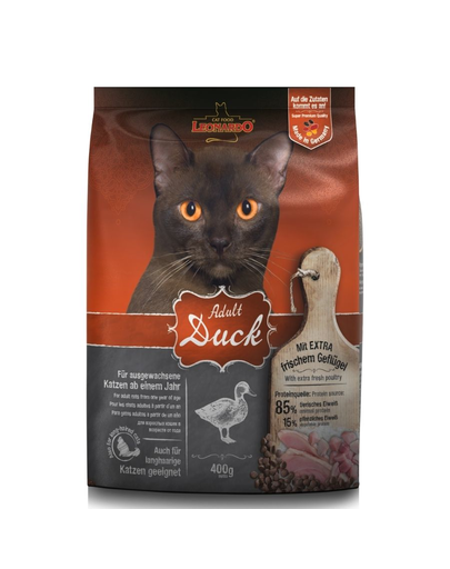 LEONARDO Adult Duck & Rice hrana uscata pisici adulte, cu rata si orez 0,4 kg
