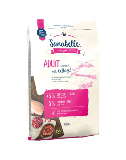 SANABELLE Hrana uscata pentru pisici adult, cu pasare si pastrav 10 kg