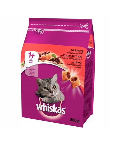 WHISKAS Adult hrana uscata pentru pisici adulte, cu vita 4 kg