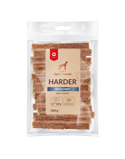 MACED Super Premium Harder Fasii cu carne de vita pentru caini 500g