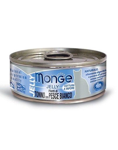 MONGE Jelly hrană umedă pentru pisici, cu ton și pește alb 80 g