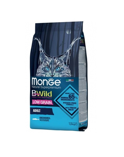 MONGE BWild Anchois hrana uscata pentru pisici adulte, cu ansoa 1,5 kg