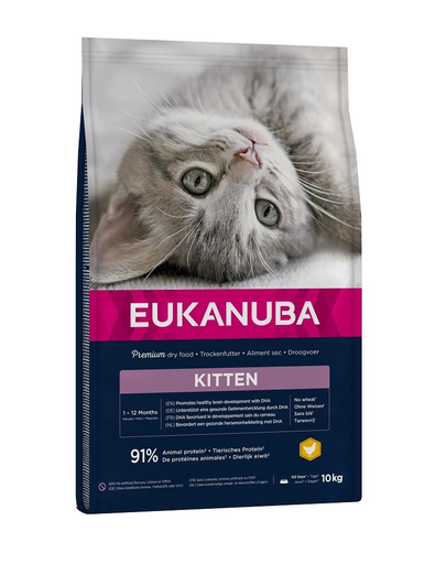 EUKANUBA Cat Kitten All Breeds Healthy Start Chicken & Liver Hrana uscata pentru pisici junior, cu pui si ficat 10 kg
