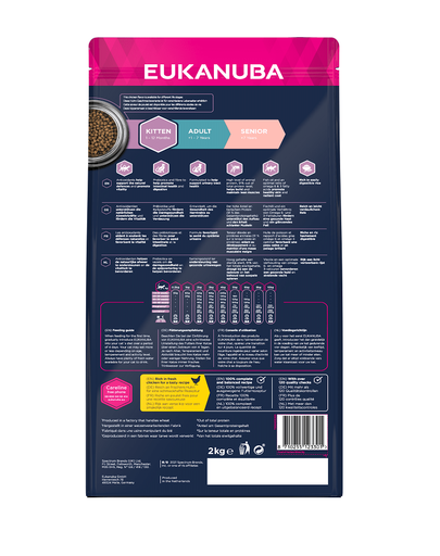 EUKANUBA Cat Kitten All Breeds Healthy Start Chicken & Liver Hrana uscata pentru pisici junior, cu pui si ficat 2 kg