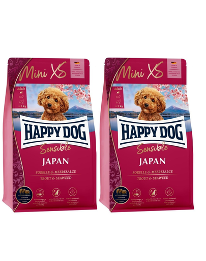 HAPPY DOG MiniXS Japan cu pui si pastrav 2,6 kg (2 x 1,3 kg) hrana uscata caini talie mica