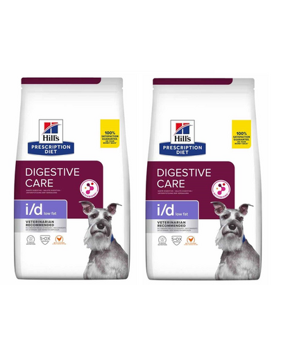 HILL'S Prescription Diet Digestive Care i/d ActivBiome Canine Low Fat 24 kg (2 x 12 kg) hrana dietetica pentru caini cu afectiuni gastrointestinal, cu pui