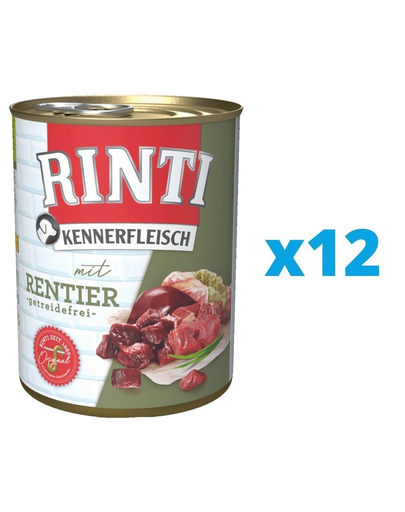 RINTI Kennerfleisch Reindeer conserve hrana umeda caini 12 x 800 g, cu ren