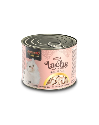 LEONARDO cu somon si extra file, pentru pisici 6x200 g