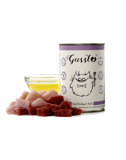 GUSSTO Cat Fresh Turkey&Duck curcan si rata pentru pisici 12x400 g