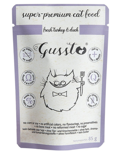 GUSSTO Cat Fresh Turkey&Duck hrana pisici, curcan si rata 24x85 g