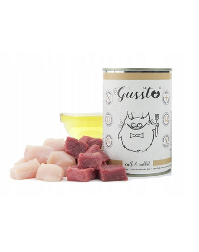 GUSSTO Cat Fresh Calf&Rabbit hrana umeda pisica 12x400 g vitel si iepure