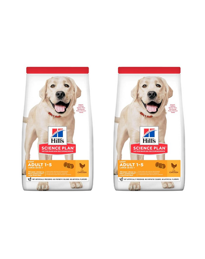 HILL\'S Science Plan Canine Adult Light Large breed Chicken hrana caini talie mare 36 kg (2x18 kg) cu pui