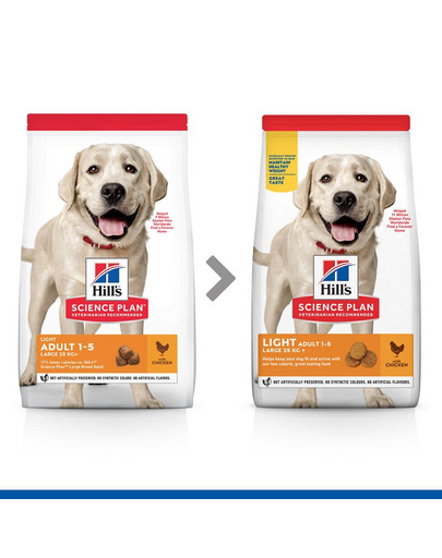 HILL'S Science Plan Canine Adult Light Large breed Chicken 18 kg pui pentru caini de talie mare