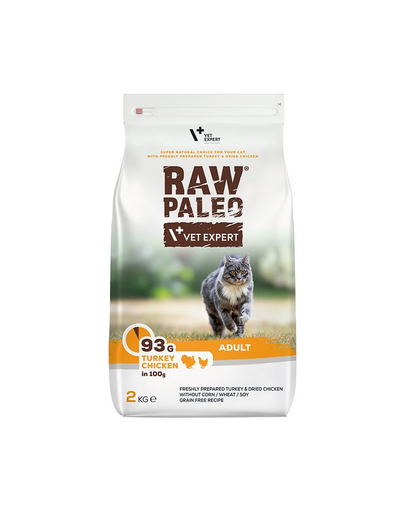 VETEXPERT Raw Paleo Adult Cat Turkey&Chicken 2 kg Hrana uscata pentru pisici