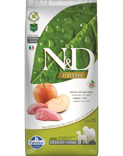 FARMINA N&D Adult Medium/Maxi Harna pentru caini de talie medie si mare, cu carne de mistret si mar 2,5 kg