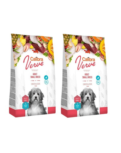 CALIBRA Dog Verve GF Adult Small Chicken&Duck hrana uscata fara cereale pentru caini adulti de talie mica 12 kg (2 x 6 kg)