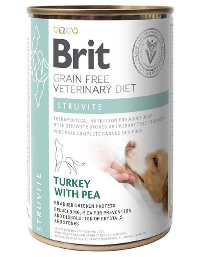 BRIT Veterinary Diet Struvite Turkey&Pea afectiuni tract urinar, pentru caini 400 g