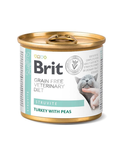 BRIT Veterinary Diet Struvite Turkey&Pea afectiuni ale tractului urinar, hrana umeda pisici 200 g