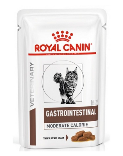 ROYAL CANIN Cat Gastro Intestinal Moderate Calorie 48 x 85 g hrană umedă pentru pisici cu tulburări gastrointestinale și tendință de supraponderabilitate