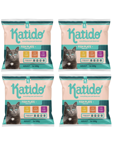 KATIDO hrana umeda pisica 24x100g somon, pastrav si ton in sos