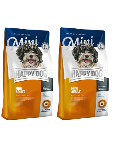 HAPPY DOG Fit & Well Adult Mini 16 kg (2x8 kg) hrana uscata caini adulti talie mica, cu pasare