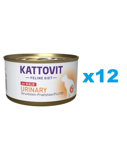 KATTOVIT Feline Diet Urinary Veal hrana umeda dietetica pentru pisici cu afectiuni urinare, cu vitel  12 x 85 g
