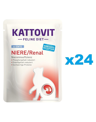 KATTOVIT Feline Diet Niere/Renal hrana umeda dietetica pentru pisici cu afectiuni ale rinichilor, cu rata  24 x 85 g