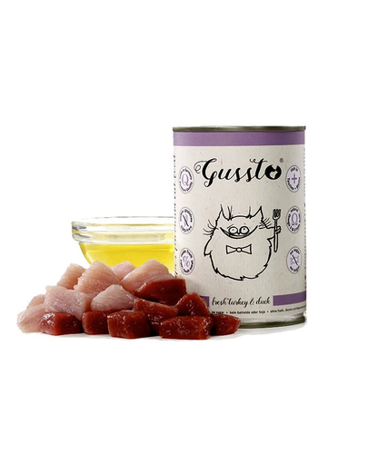 GUSSTO Cat Fresh Turkey & Duck hrana umeda cu rata, pisici 6x400 g