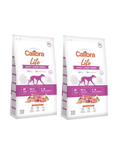 CALIBRA Dog Life Adult Large Breed Lamb hrana uscata superpremium pentru caini adulti de talie mare, cu miel 24 kg (2 x 12 kg)
