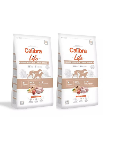 CALIBRA Dog Life Senior Medium&Large Chicken hrana uscata pentru caini seniori de talie medie si mare 24 kg (2 x 12 kg)