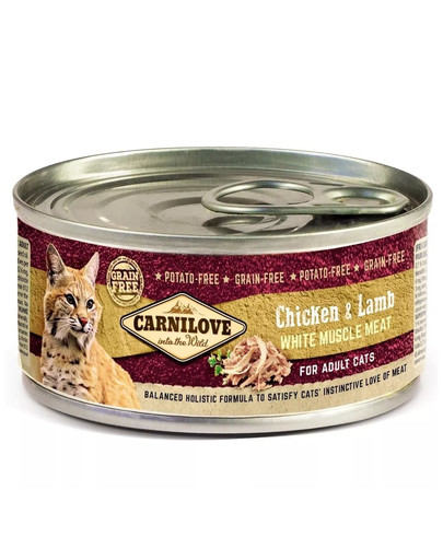 CARNILOVE Cat Chicken&Lamb 24 x 100 g hrana umeda pentru pisici, pui cu miel