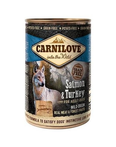 CARNILOVE Wild Meat Salmon&Turkey hrana cu somon pentru caini 24 x 400 g