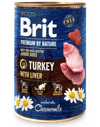 BRIT Premium by Nature 24x400 g hrana umeda caini juniori, curcan