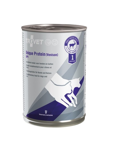 TROVET Unique Protein Venison UPV dieta veterinara cu vanat 12x400 g caini si pisici