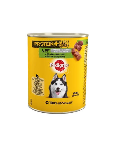 PEDIGREE Protein+ Adult Hrana pentru caini adulti, cu rata si vita 800 g