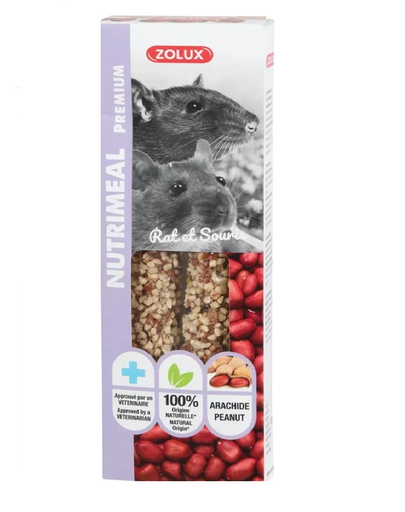 ZOLUX NUTRIMEAL3 Batoane pentru sobolani si soareci, cu alune 125g