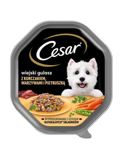 CESAR tacka 150 g hrana umeda pentru caini adulti in sos de pui, legume si patrunjel