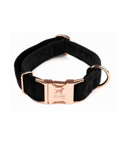 ESME FOR DOG Zgarda caini, velur, onyx L 2,5 cm