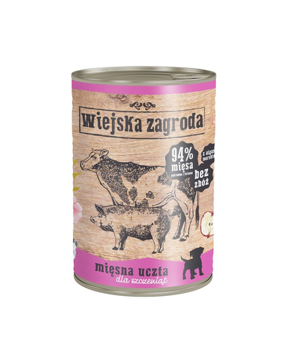 WIEJSKA ZAGRODA Junior hrană umedă fără cereale, mix carne 400 gr