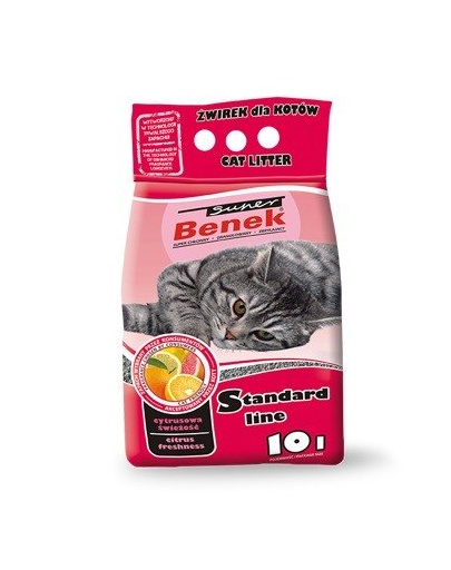 BENEK Super Standard Citrus Freshness Asternut bentonita pentru litiera, miros citric 10 L