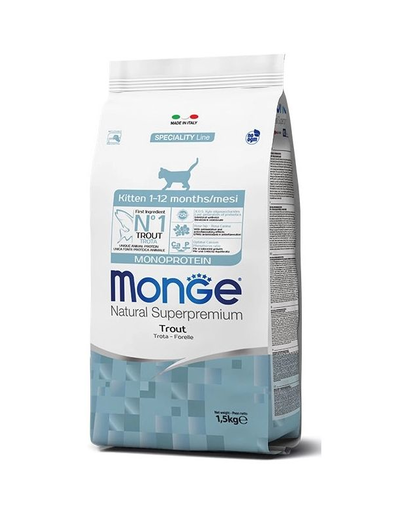 MONGE Monoprotein Kitten hrană uscată pentru pisoi, cu păstrăv 400 g