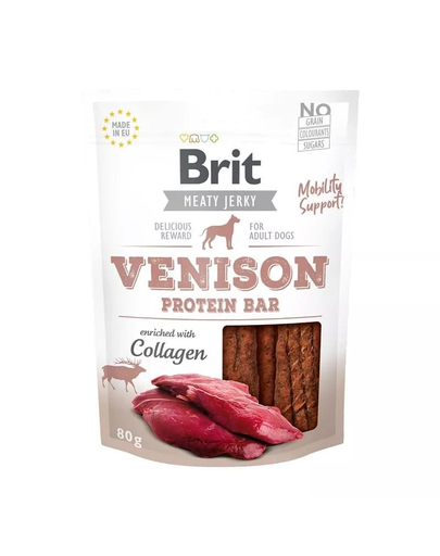 BRIT Jerky Snack Venison Protein bar Batoane pentru caini, cu vanat 80g